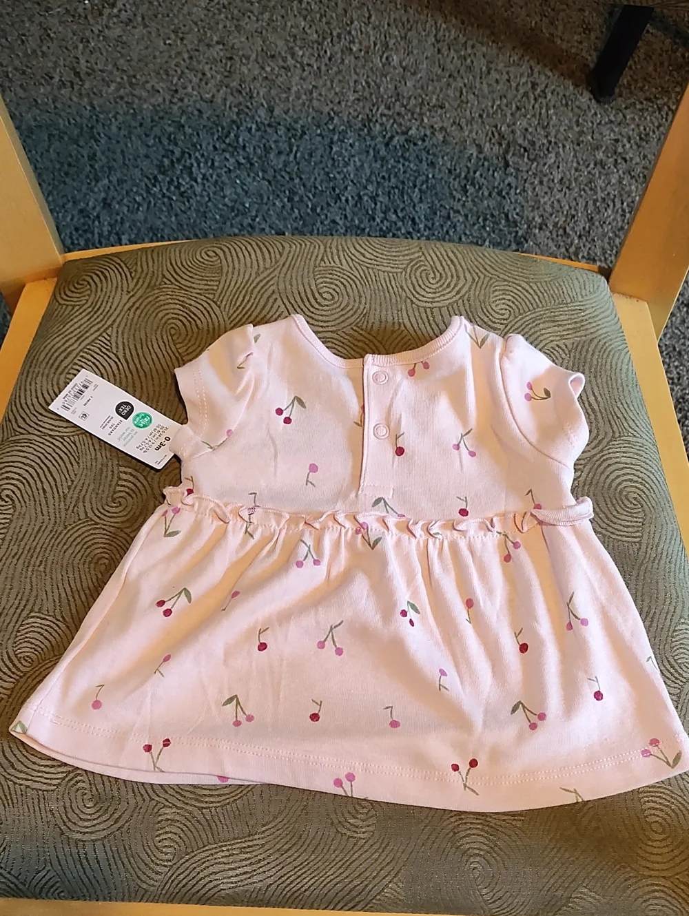 Carter's Child Of Mine Baby Pink Cherry Print Dressy Dress 0-3 Months Old